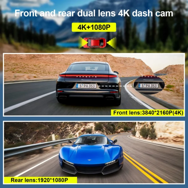 Wireless 2 Inch Dashcam 4k With HD Lens - Image 2